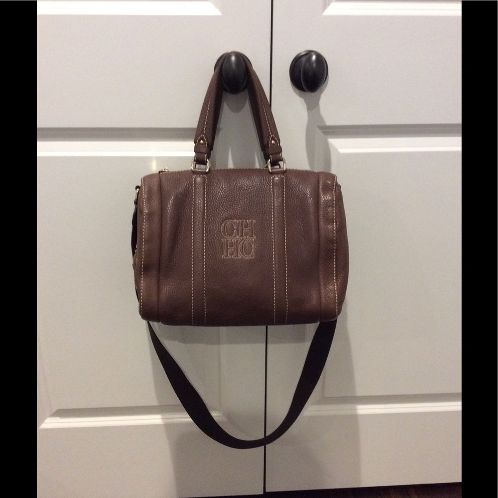 Carolina Herrera Chocolate Brown Leather Satchel